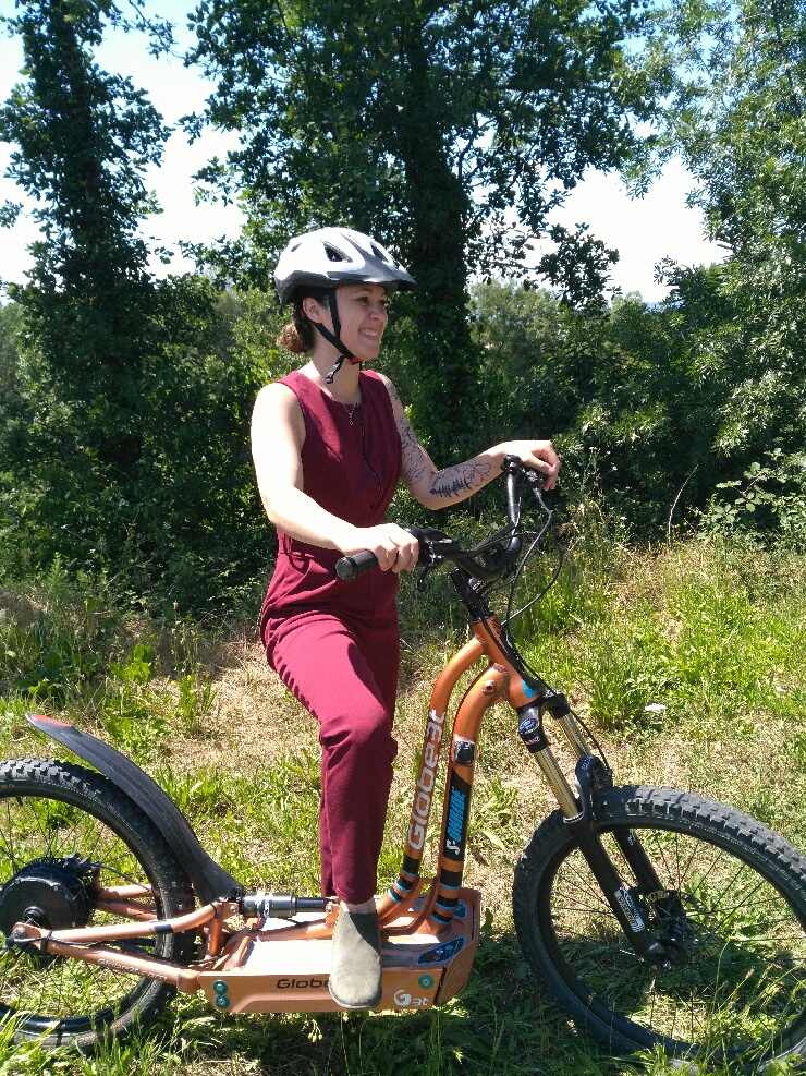 Lucile with her electronic scooter 